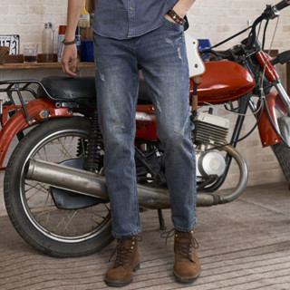 Quần Jean nam The Rustico cao cấp dáng suông co giãn thoải mái không phai màu QJ2303