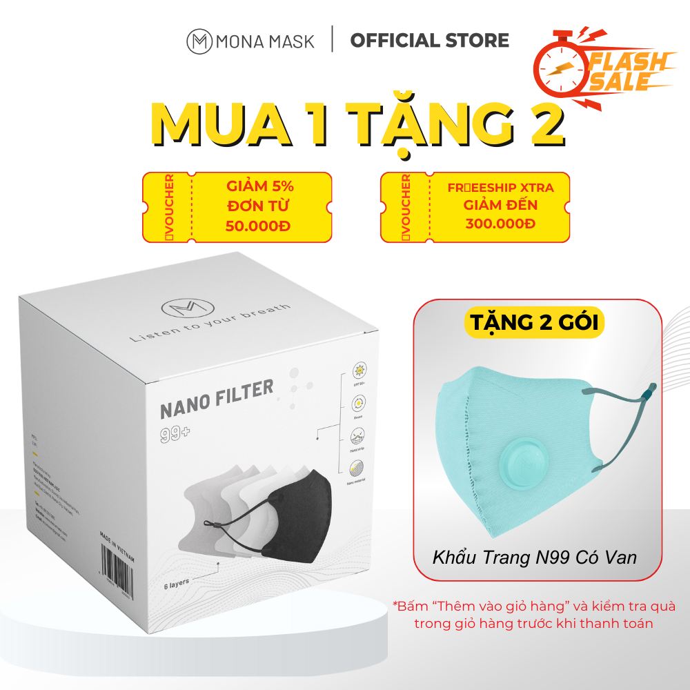 [Giảm 25% Tối Đa 400K]Combo 2 Hộp 30 Chiếc Khẩu Trang 3D Mona Chống Nắ