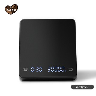 Cân pha cà phê 3kg/0.1g Cân điện tử nhà bếp mini có hẹn giờ Cân tiểu ly cao cấp Sạc Usb Type-C Kèm 2 viên pin DODO