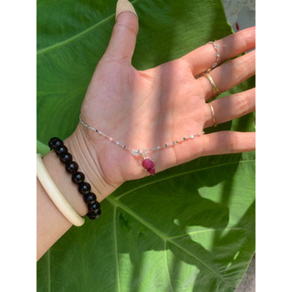dây chuyền bạc ta tinh thể đá ruby yên bái