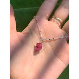 Dây chuyền bạc ta tinh thể đá ruby yên bái