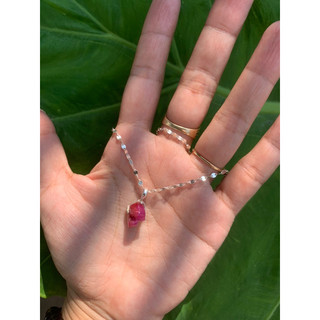dây chuyền bạc ta tinh thể đá ruby yên bái