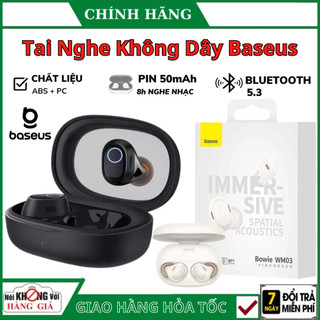 Tai nghe không dây baseus bowie wm03 true wireless earphones bluetooth 5.3, pin 38h, chống ồn , độ trễ cực thấp bh 24t