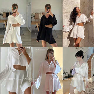 Victoria Blouse - áo lụa satin ngắn tay loe