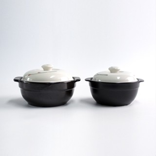 Nồi đất kho thịt nắp sứ trắng hoa văn đỏ- 101/102