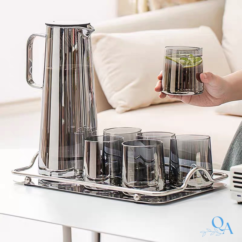 Bộ Bình Cốc Thuỷ Tinh Trụ Chịu Nhiệt | Bình Cốc Thuỷ Tinh Phong Cách Hiện Đại Decor