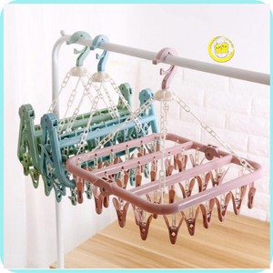 Móc chùm nhựa gấp gọn 32 kẹp phơi đồ cho bé