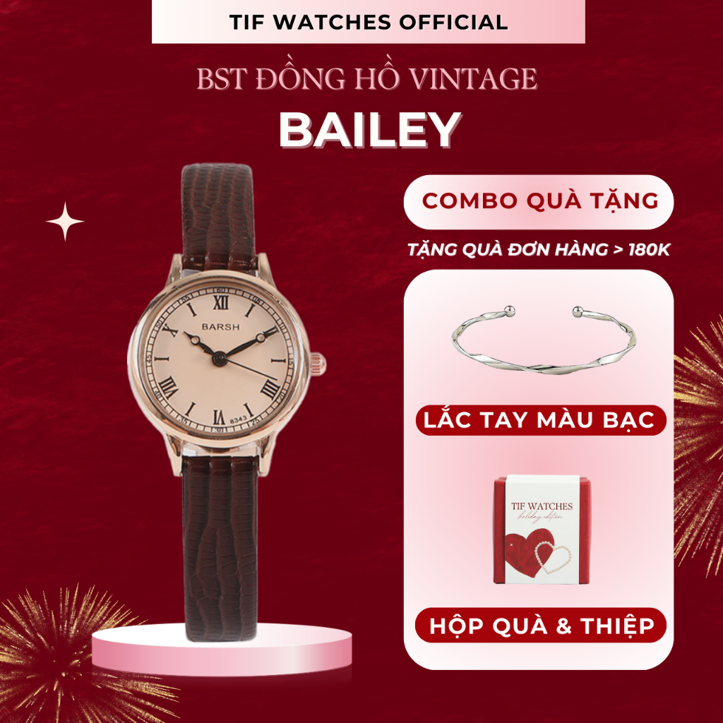 Đồng Hồ Nữ Mặt Nhỏ BAILEY Chống Nước Tif Watches Dây Da Cao Cấp