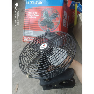 Quạt kẹp ô tô, Quạt kẹp trên xe ô tô xe hơi lồng sắt cánh sắt đen điện 12v và 24v