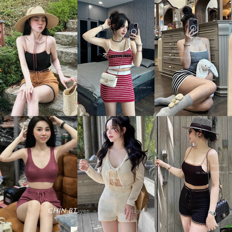 Set bikini đi biển sexxy, Set đồ đi biển len móc đẹp