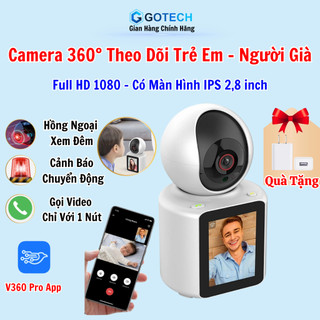 Camera Wifi 360 Gọi Video 2 Chiều, Máy Báo Khóc Em Bé CCTV Theo Dõi Người Già, Trẻ em, Có Màn Hình IPS 2,8 Inch Siêu Nét