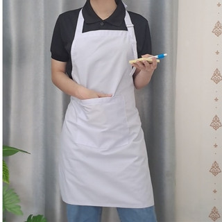 Combo Tạp Dề Kaki Nón Bếp Vải Cột Dây Màu Trắng Dành Cho Bếp Trưởng Phụ Bếp Nhà Hàng