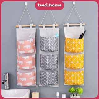 Giỏ Vải Canvas Túi Treo Tường 3 Tầng Decor Trang Trí Nhà Cửa Đựng Đồ Cá Nhân Tài Liệu Văn Phòng TEECI U059