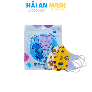 Khẩu trang cho bé 5d Hải An Mask vải lụa mềm mịn có đầy đủ 3 size từ 0-9 tuổi