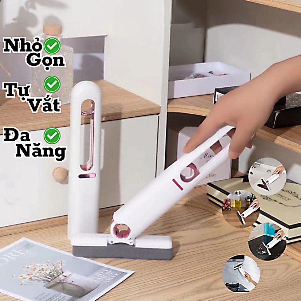  Cây Lau Bếp Tự Vắt Mini Đa Năng Dụng Cụ Lau Kính Oto Chổi Vệ Sinh Nhà Tắm Bàn Làm Vệc Gấp Gọn Thông Minh Balaena 
