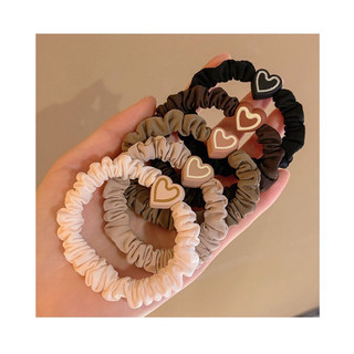 Set 5 màu thun cột tóc hình trái tim dễ thương