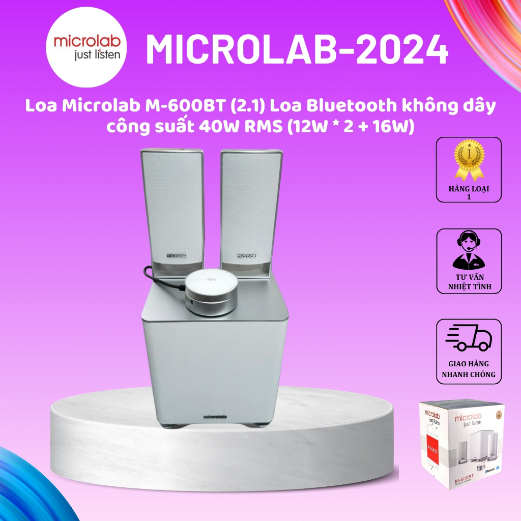 Loa Microlab M600BT 2.1 loa Bluetooth không dây công suất 40W RMS - Hàng chính hãng BH 12 Tháng