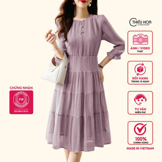 Đầm Thiết Kế trung niên, chất liệu voan cao cấp, frm rộng cực tôn dáng thương hiệu Thiều Hoa DD3C0801