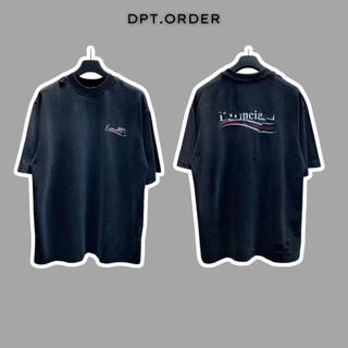Áo phông blcg wash rách logo thêu t-shirt