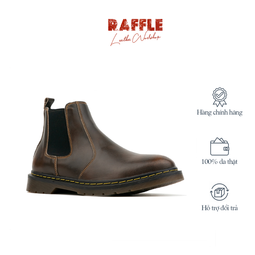 Giày Nam Công Sở Raffini Chelsea Boot Ver 2.0 Màu Nâu Da Bò Thật Thiết Kế Thủ Công