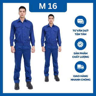 Bộ Quần Áo Bảo Hộ Lao Động Màu Xanh, Chất Kaki Chống Nhăn Nhàu, Thấm Hút Tốt Cho Công Nhân, Kỹ Sư  [M16] - Minh Anh