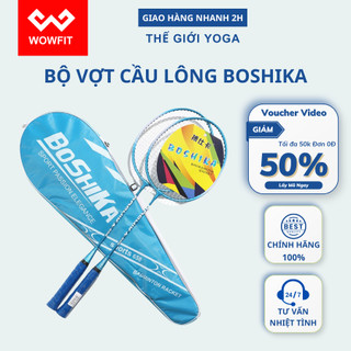 Bộ cầu lông WOWFIT giá rẻ tặng bao, túi màu hồng cho các bé học sinh, có vượt cầu lông đánh đơn chính hãng Boshika