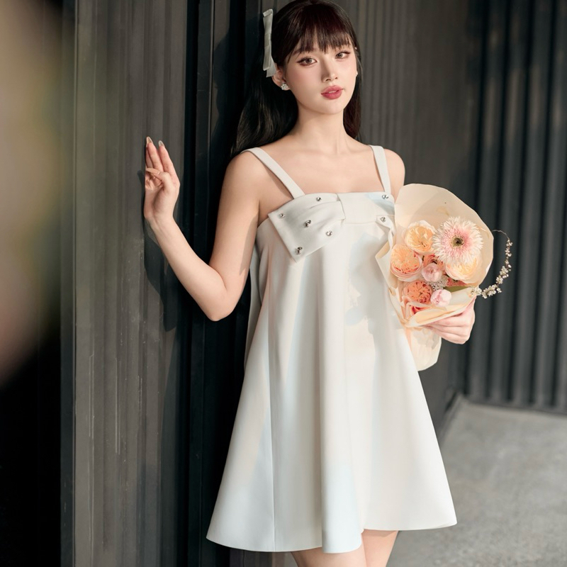 LAGOM - Đầm 2 dây dáng suông phối nơ (MORGAN DRESS)