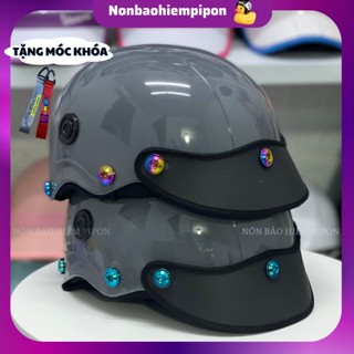 Nón bảo hiểm gắn ốc titan TẶNG TEM BIKER, Mũ bảo hiểm nửa đầu ốc titan phủ nanno bóng bền màu