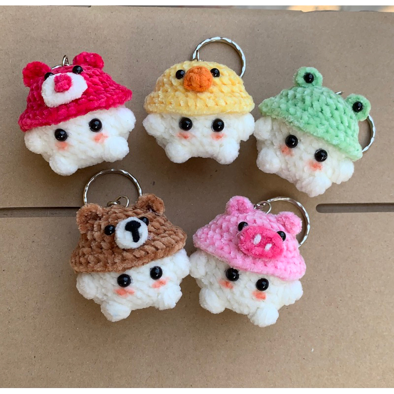 [Ảnh thật] Móc khoá nấm đội mũ con vật cute