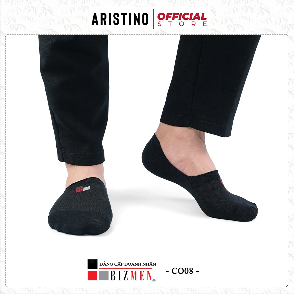 Tất nam giày lười ARISTINO BIZMEN cotton co giãn có silicon chống tụt gót chống trơn trượt thoáng khí khử khuẩn - CO08