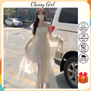 Váy Hoa Hai Dây Phối Ren Xẻ Vạt Hoa Nhí Kiểu Vintage Thời Trang Mùa Hè Ngọt Ngào Cho Bạn Gái