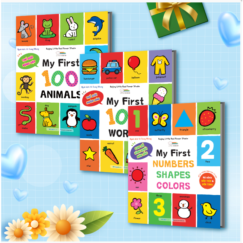Sách - Combo My First 100 Words - 100 Animals - Numbers - Shapes - Colors - Sách từ vựng đầu đời cho