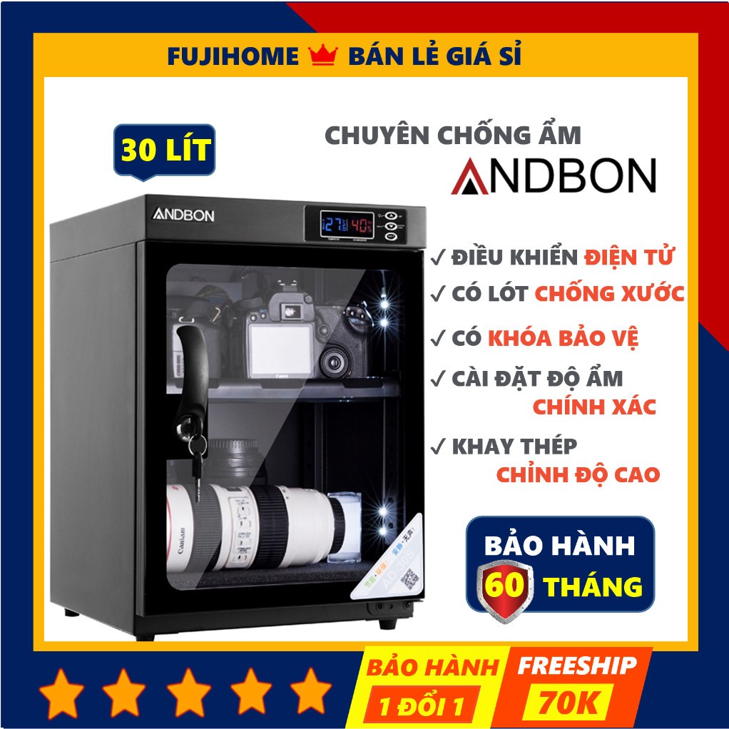 Tủ chống ẩm máy ảnh 30 lít Andbon AB-30C chính hãng
