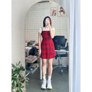 ĐẦM KẺ CARO ĐỎ (ko kèm áo) (HÌNH THẬT SHOP CHỤP)