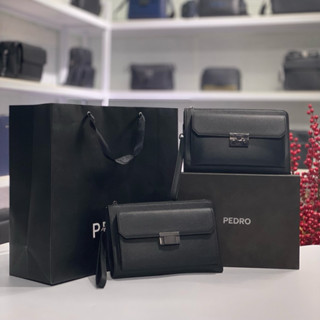 Bóp nam Pedr clutch cầm tay nắp gập khóa kim loại gài phom cứng cao cấp size 26