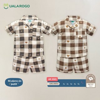 Bộ Pijama Uala Rogo cộc tay Petit mẫu mới vải siêu mềm in họa tiết xinh xắn cho bé trai bé gái 2323