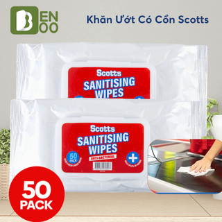 Khăn Giấy Ướt Cồn Scotts 50 Tờ Thích Hợp Lau Chùi Đồ Vật, Lau Tay, Lau Bếp, Lau Bàn, Vệ Sinh Cho Người già và trẻ nhỏ