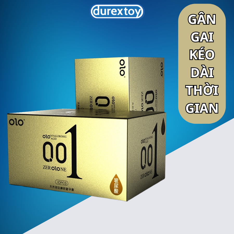 Bao cao su siêu mỏng 001mm OLO nhiều gel bôi trơn kéo dài thời gian bcs chống xuất tinh sớm  - Durextoy