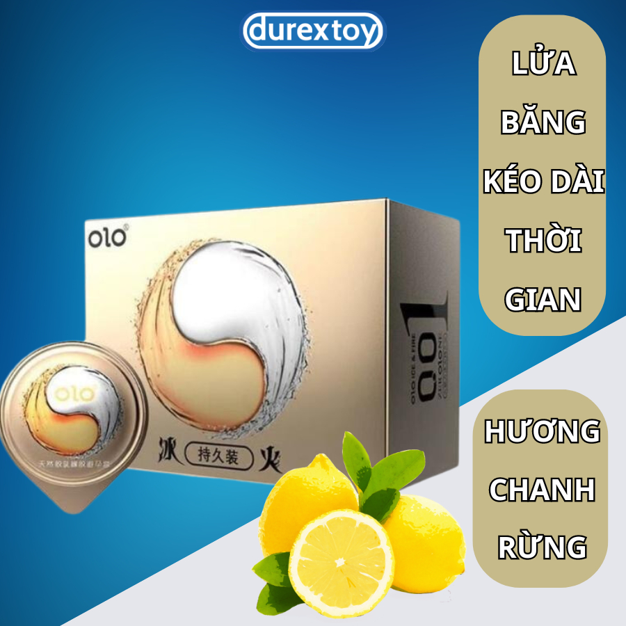Bao cao su siêu mỏng 001mm OLO nhiều gel bôi trơn kéo dài thời gian bcs chống xuất tinh sớm  - Durextoy