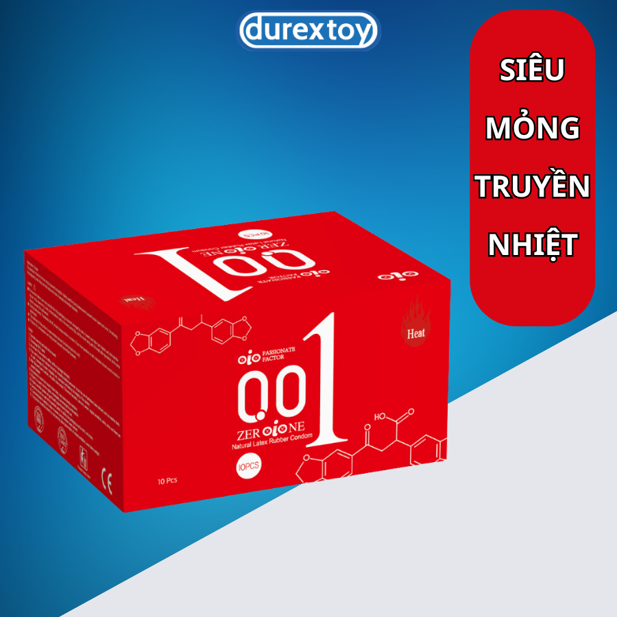 Bao cao su siêu mỏng 001mm OLO nhiều gel bôi trơn kéo dài thời gian bcs chống xuất tinh sớm  - Durextoy