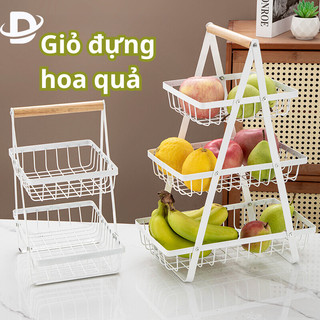Giỏ đựng hoa quả để bàn, kệ đựng đồ nhà bếp đa năng thiết kế 3 tầng trẻ trung sang trọng
