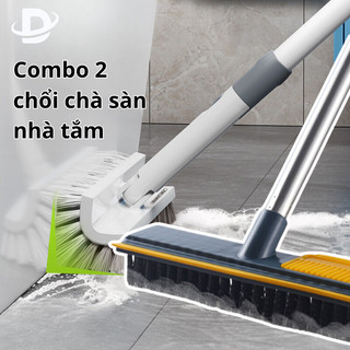 chổi chà sàn nhà tắm Đầu Chổi Xoay 120 Độ Quét Nhà Siêu Sạch, Chổi lau sàn có gạt nước Combo 2 chổi