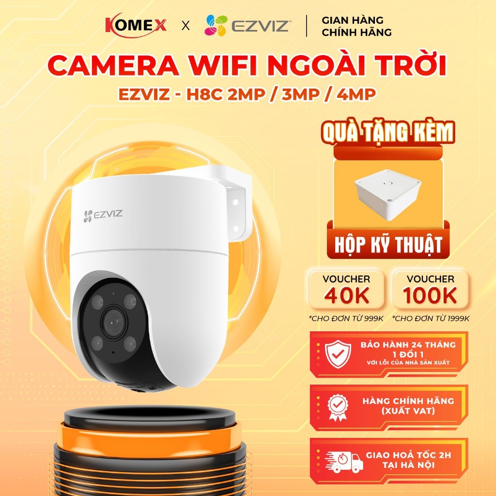 Camera EZVIZ Wifi ngoài trời - H8C 2MP / 2MPC/ 3MP / 4MP Độ phân giải 1080P 2 chiều