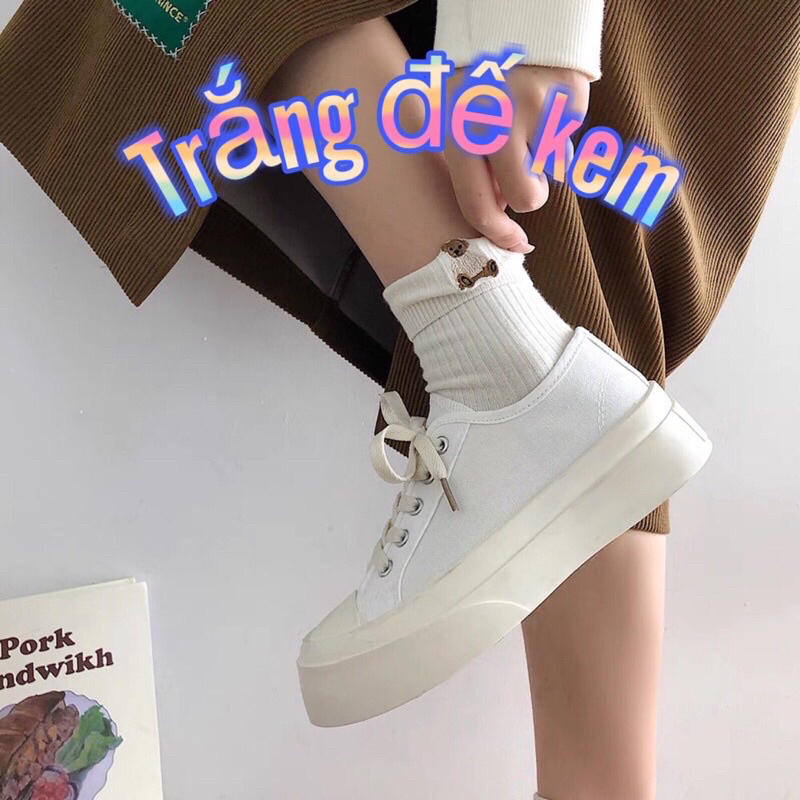 Giày thể thao nữ độn đế dáng trơn Basic Cao Cấp