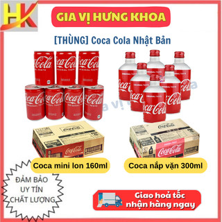 Coca cola nhật bản, thùng 30 lon coca mini nhật lon 160ml, thùng 24 chai coca nắp vặn nhật 300ml