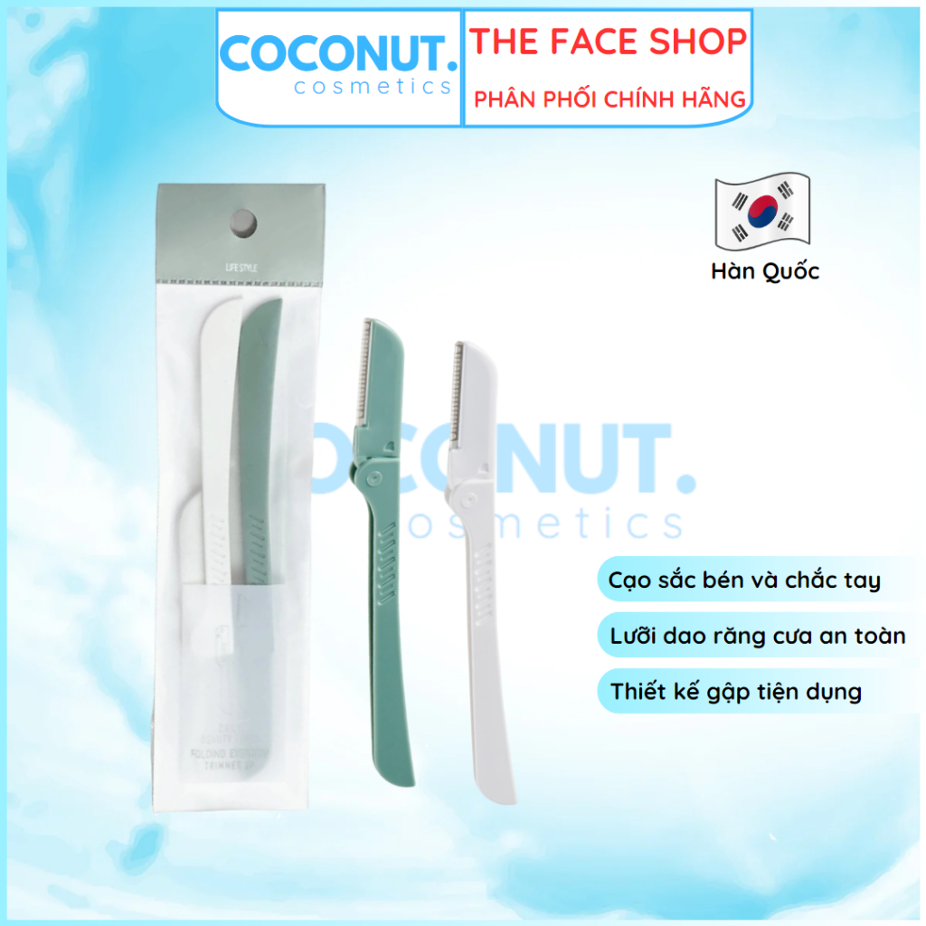 Dao cạo mày TFS Folding Eyebrow Trimmer Sắc An toàn The Face Shop Hàn Quốc 1 Túi 2 CHIẾC