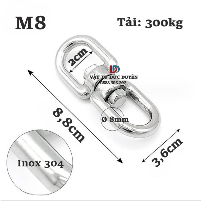 Ma ní Xoay INOX 304 [ Ø 8mm ]