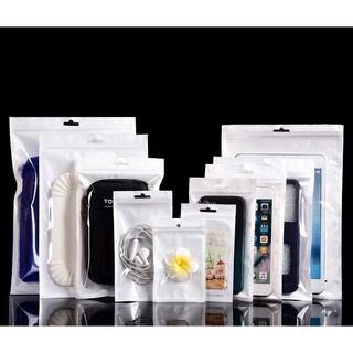 Combo 10 túi zip trắng 1 mặt trong nhiều kích thước dùng đựng đồ khô, đựng phụ kiện