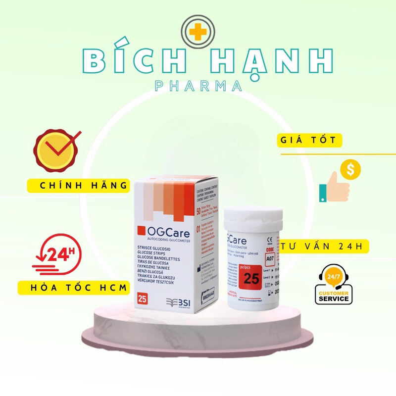 Que Thử Đường Huyết Ogcare (Hộp 25 que)