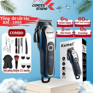 Tăng Đơ Cắt Tóc Chuyên Nghiệp KEMEI 1995, Hàng Chính Hãng, Bảo Hành Lên Đến 5 Năm, Tông Đơ Gia Đình phụ kiện 11 Món